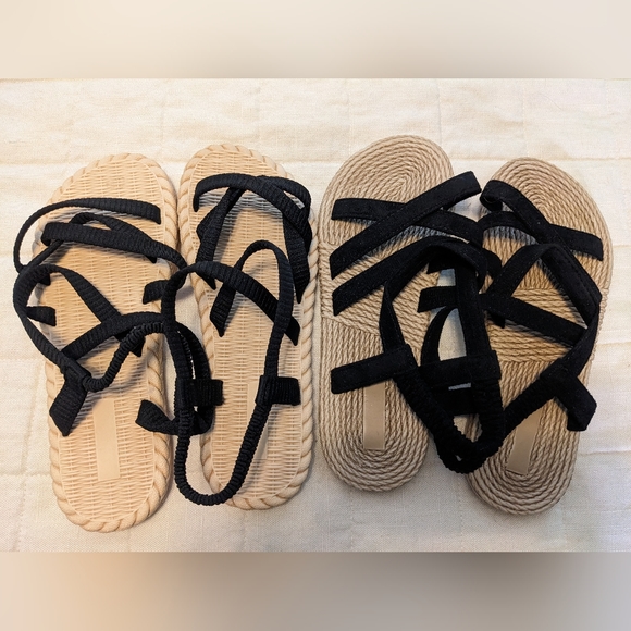 2 Pairs Black Sandals 7.5 - Picture 6 of 8